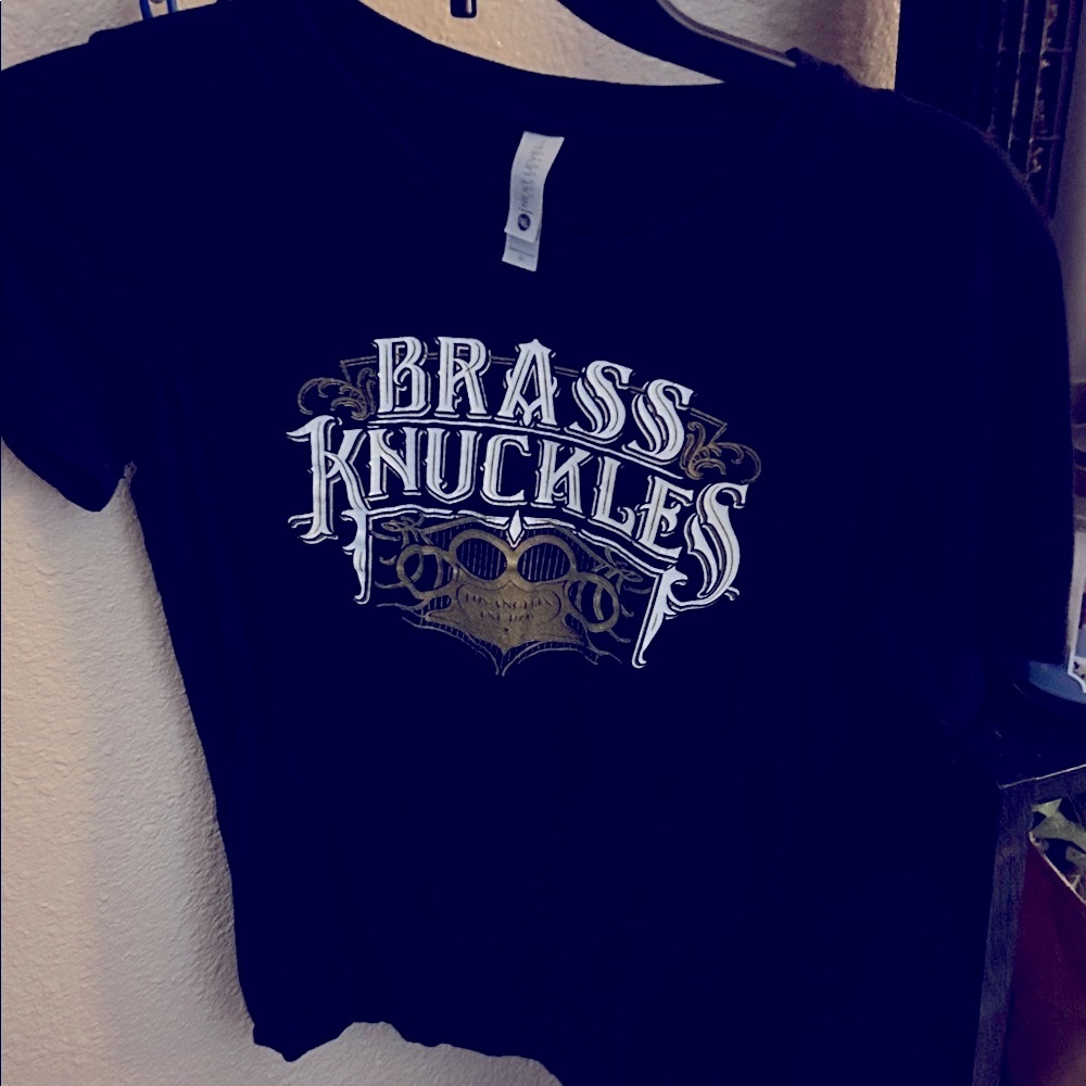 Black Graphic Tee with vintage T-shirt Brass Knuckles Design